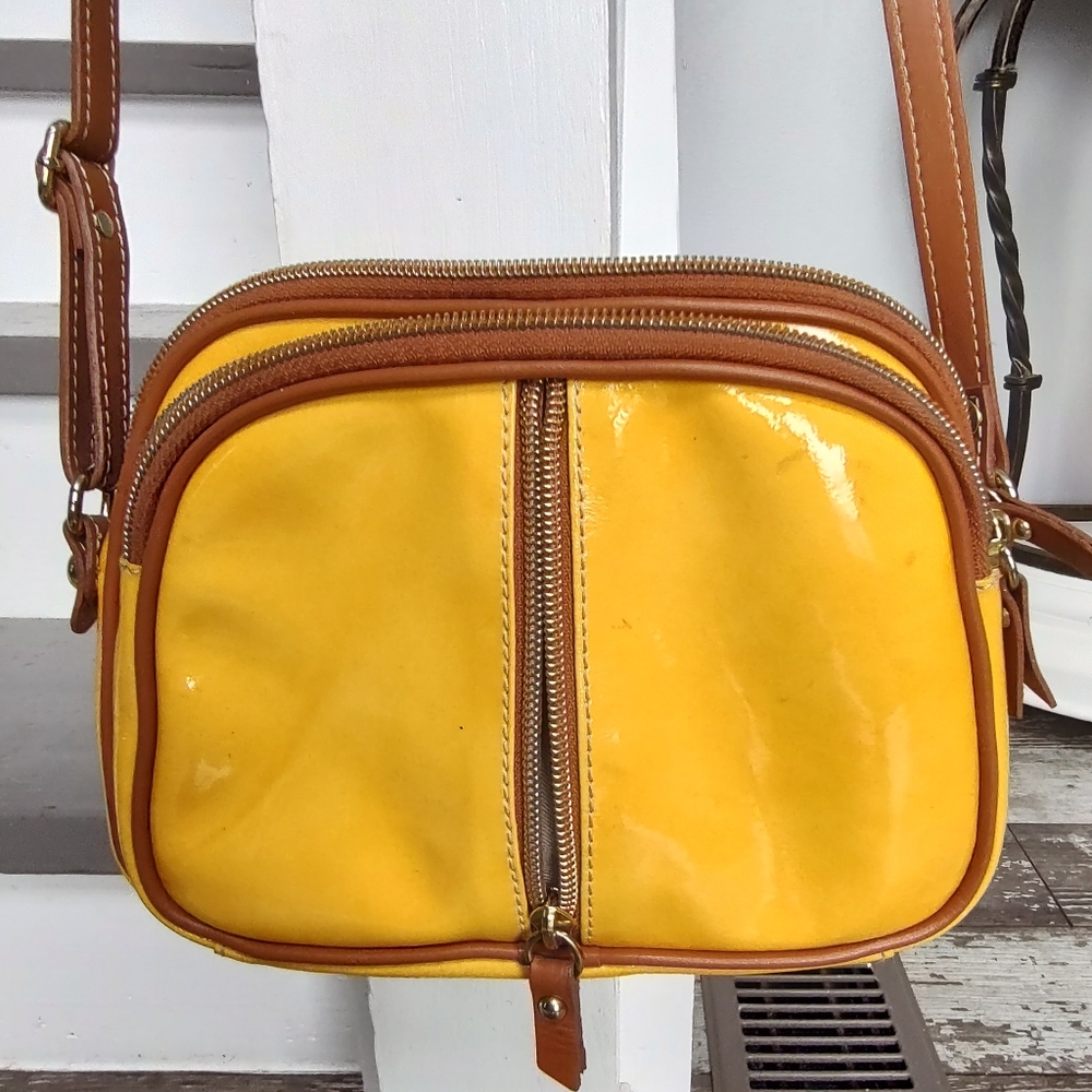 Mustard color Valentina genuine leather crossbody made in Italy.